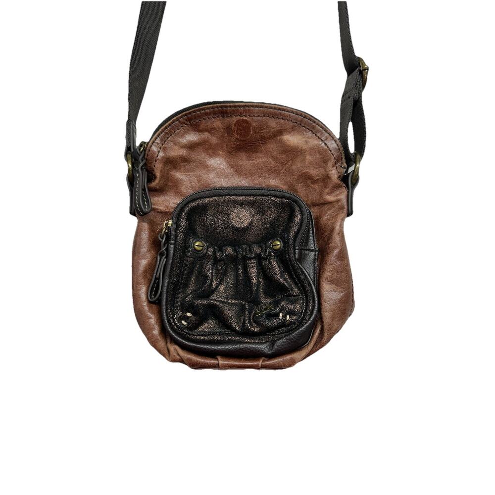 The Sak Multi Brown Genuine Leather Zip Flap Shoulder Bag Crossbody Messenger - Picture 5 of 14